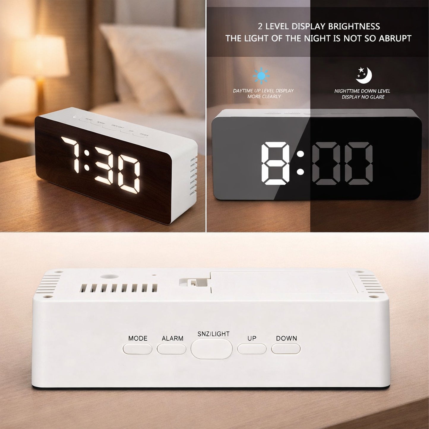Digital Mirror Alarm Clock | Smart Sensor | Date & Temperature Display