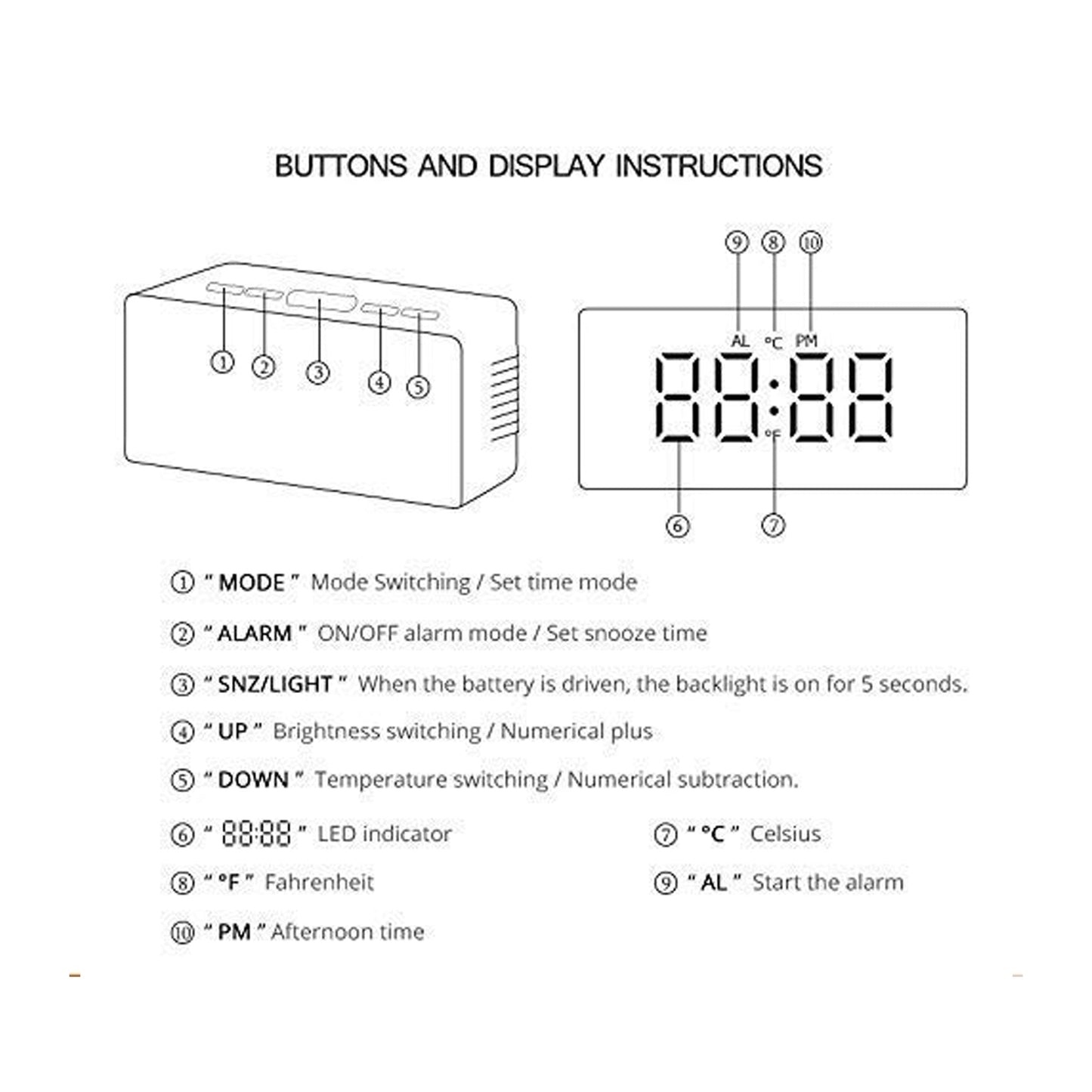 Digital Mirror Alarm Clock | Smart Sensor | Date & Temperature Display