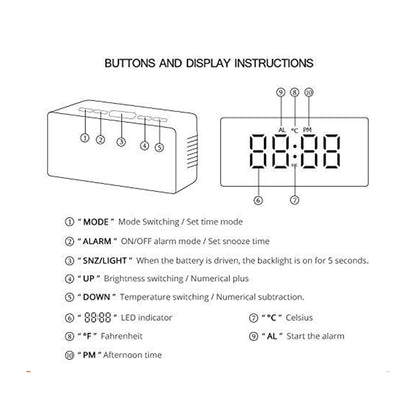 Digital Mirror Alarm Clock | Smart Sensor | Date & Temperature Display