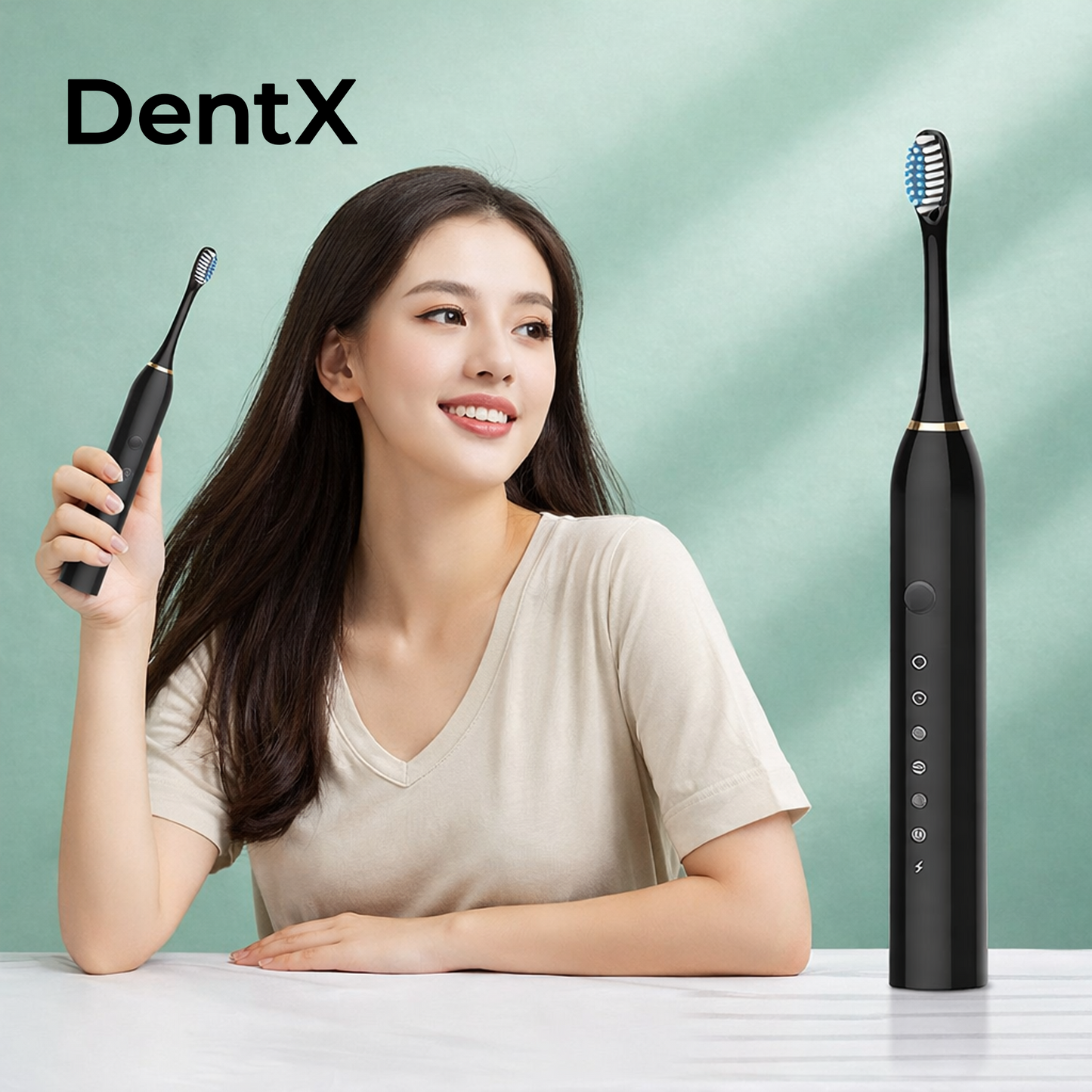 ZivX DentX | Sonic Electric Toothbrush | 5 Cleaning Modes | 3 Brush Heads | 40,000 Strokes/Min | IPX7 Waterproof | USB Rechargeable | Smart 2-Min Timer