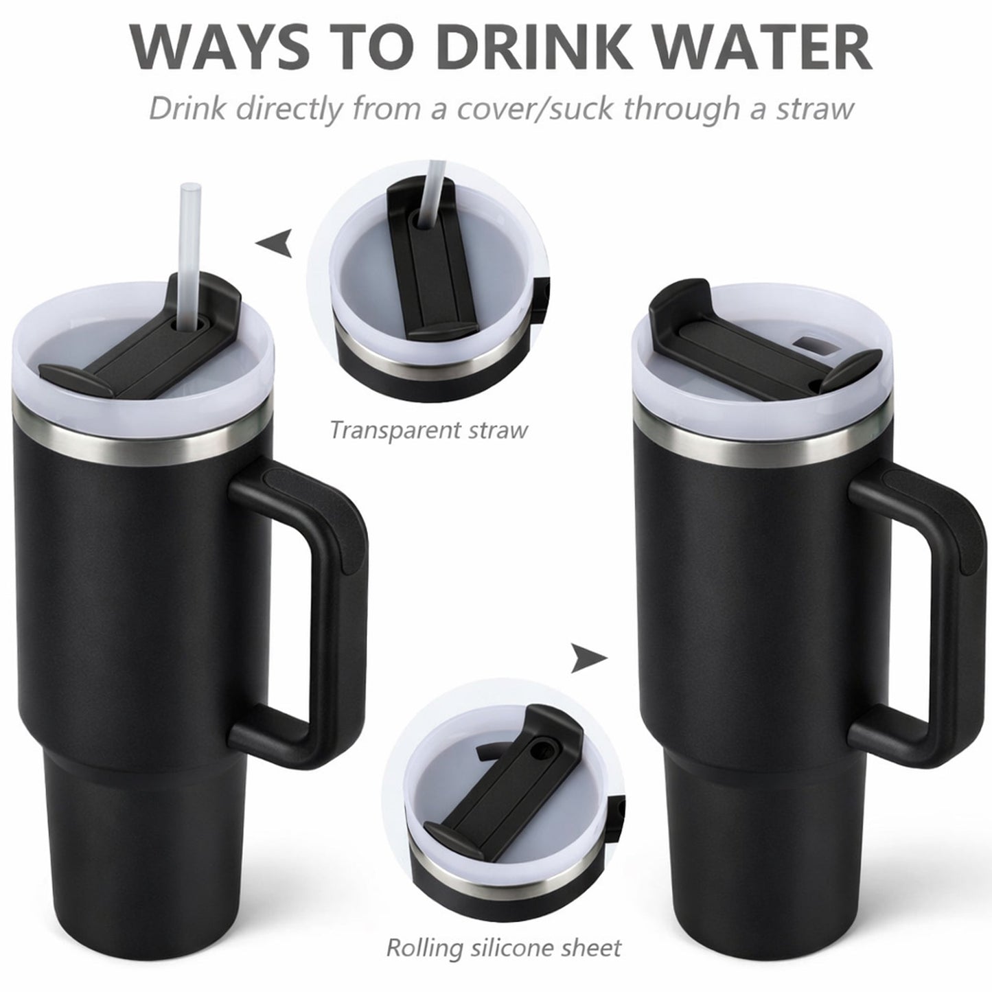 Premium Double Wall Stainless Steel Tumbler with Straw Lid (Stanley-Style)