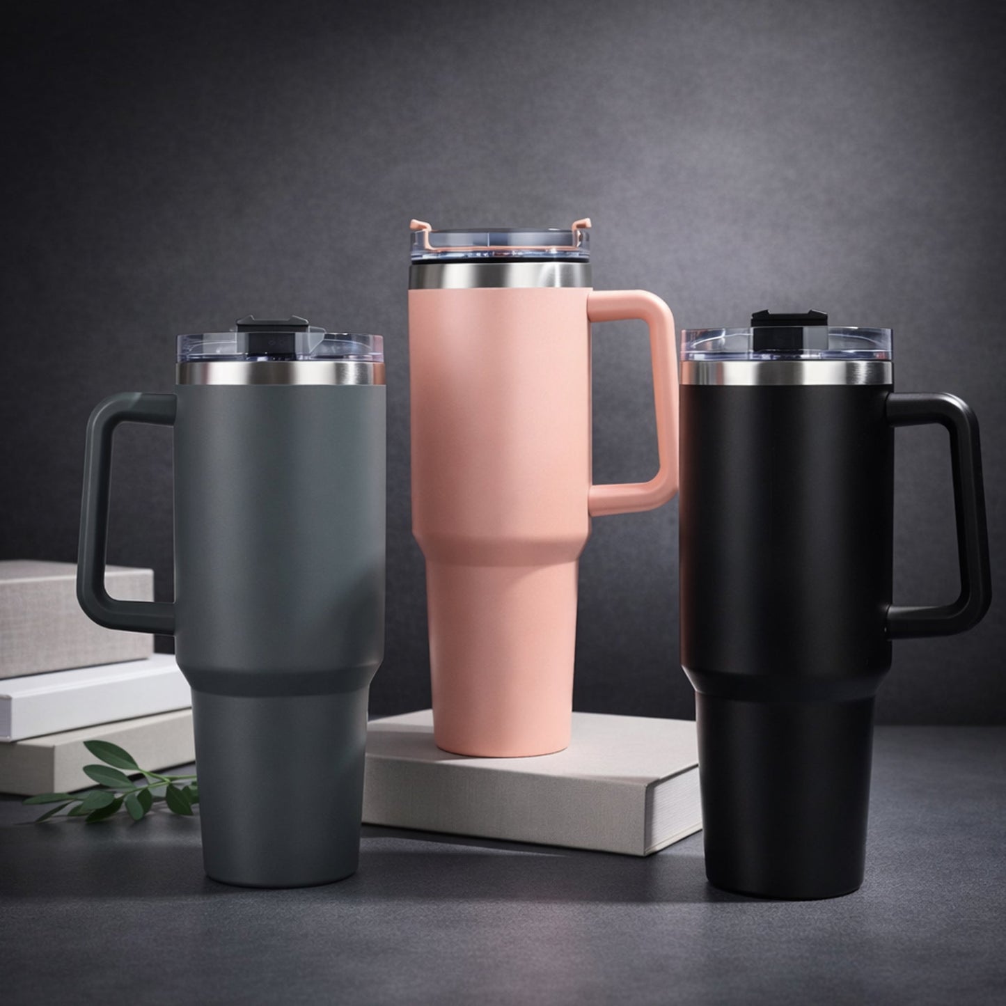 Premium Double Wall Stainless Steel Tumbler with Straw Lid (Stanley-Style)