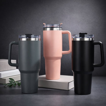 Premium Double Wall Stainless Steel Tumbler with Straw Lid (Stanley-Style)